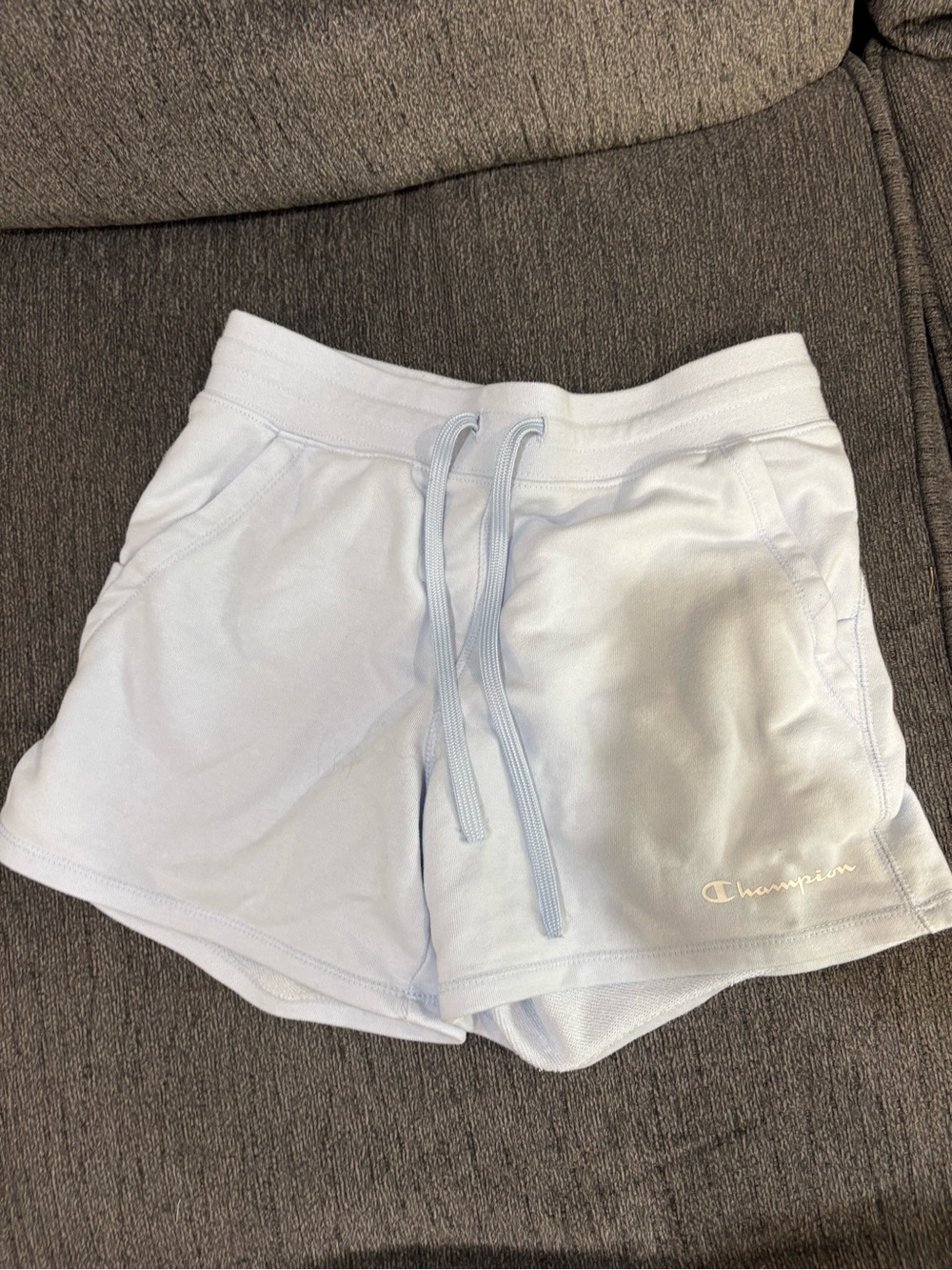 Champion Light Blue Women’s Terry Shorts with Drawstring small